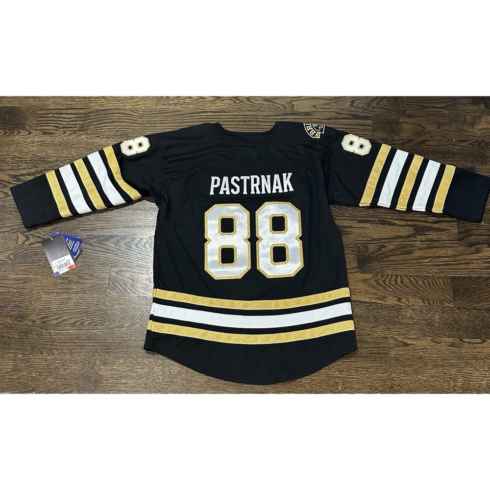 Boston Bruins David Pastrnak 100 Years Youth Glitter Jersey L XL Sewn Hockey NHL